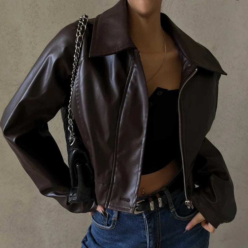Y2K FAUX LEATHER JACKET