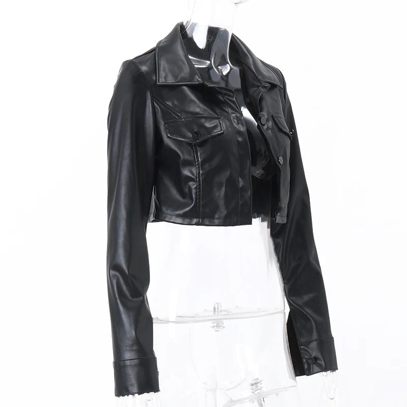 Y2K FAUX LEATHER JACKET