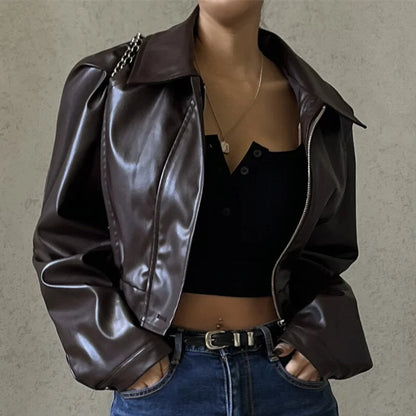 Y2K FAUX LEATHER JACKET