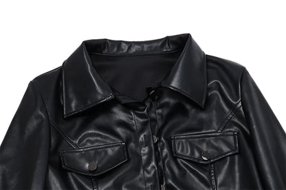 Y2K FAUX LEATHER JACKET