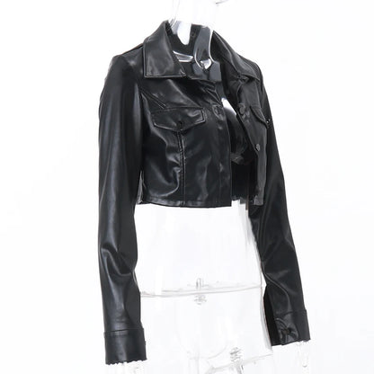 Y2K FAUX LEATHER JACKET